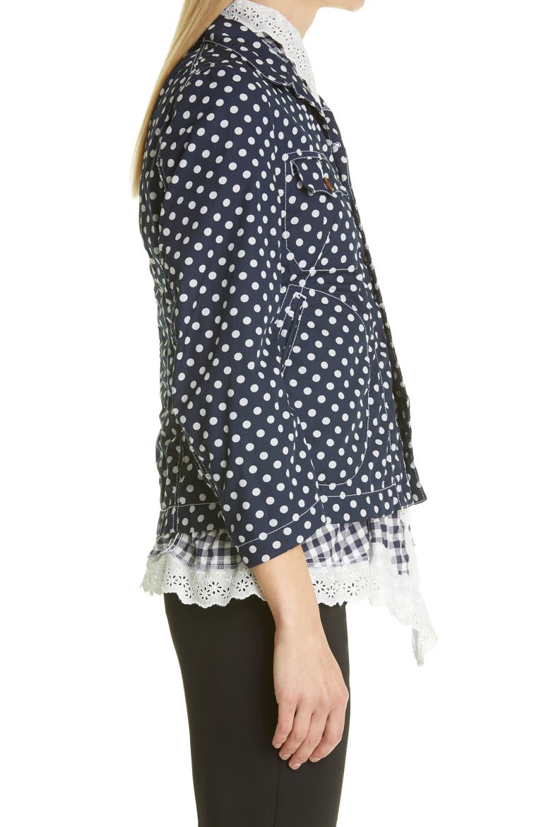 Tricot Comme des Garçons Polka Dot Layered Jacket, Alternate, color, NAVY/ WHITE