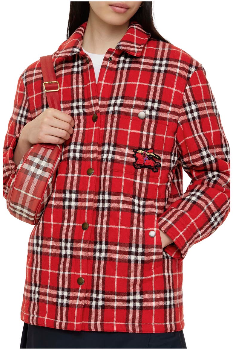 Check Wool Overshirt, Main, color, Crayon red