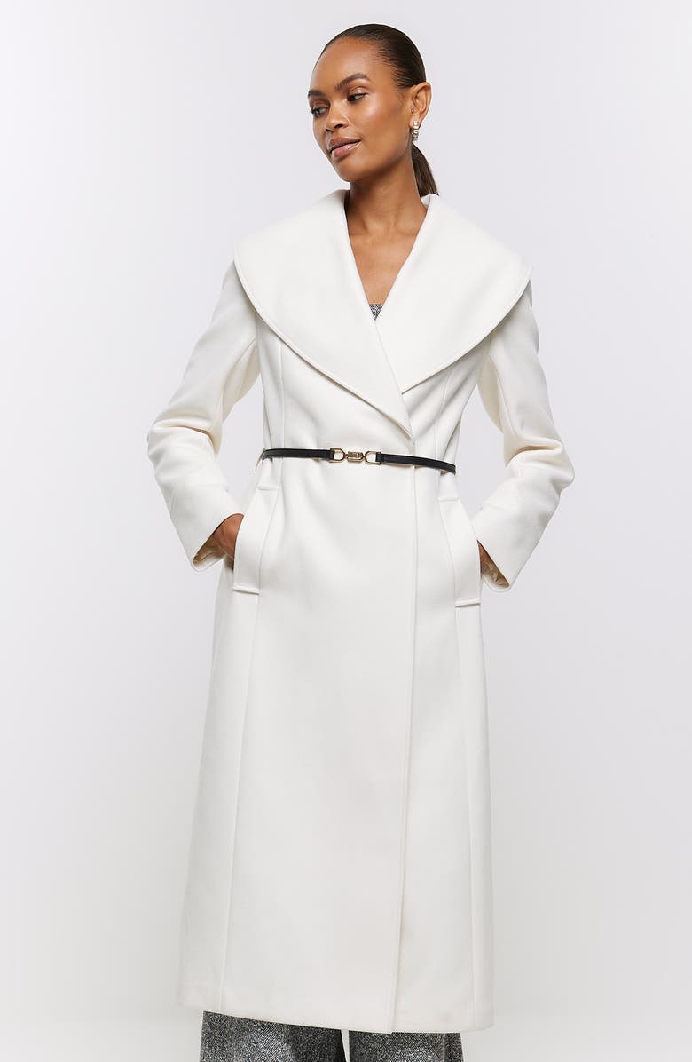 River Island Belted Longline Coat, Alternate, color,
