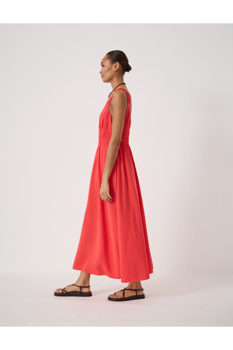 Air Flow Gathered Straps Midi Dress, Alternate, color, Watermelon Red
