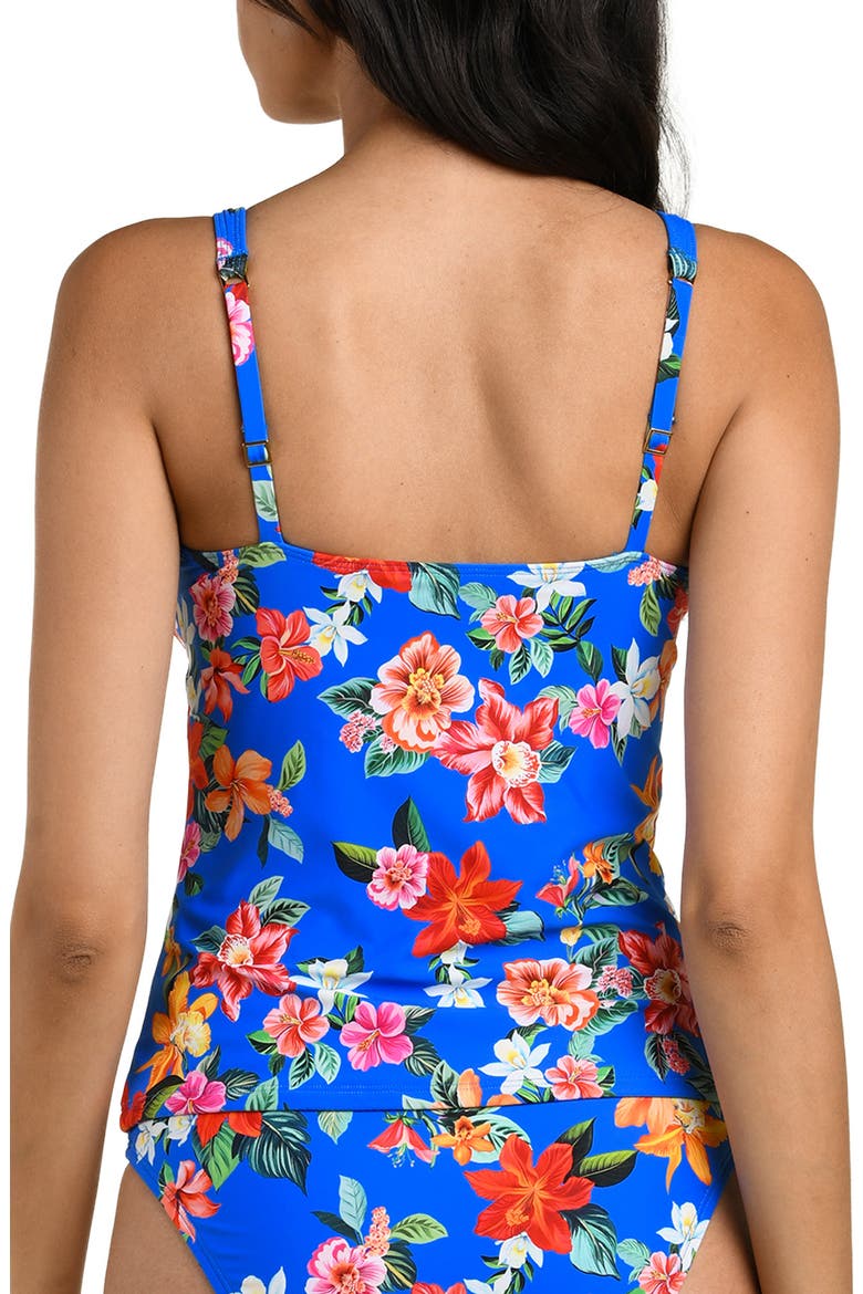 Modern Tie Neck Tankini, Alternate, color, BLUE MULTI