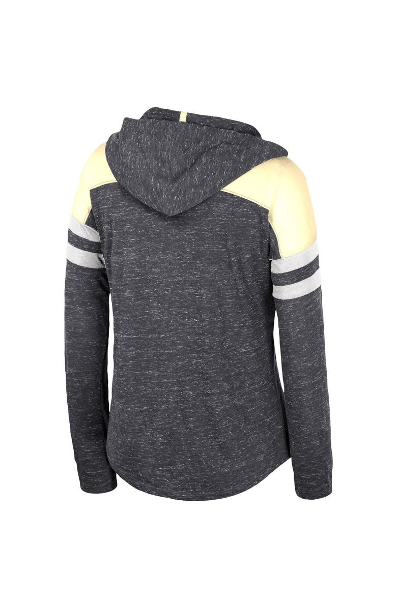 COLOSSEUM Women's Colosseum Black Purdue Boilermakers Speckled Color Block Long Sleeve Hooded T-Shirt, Alternate, color, 