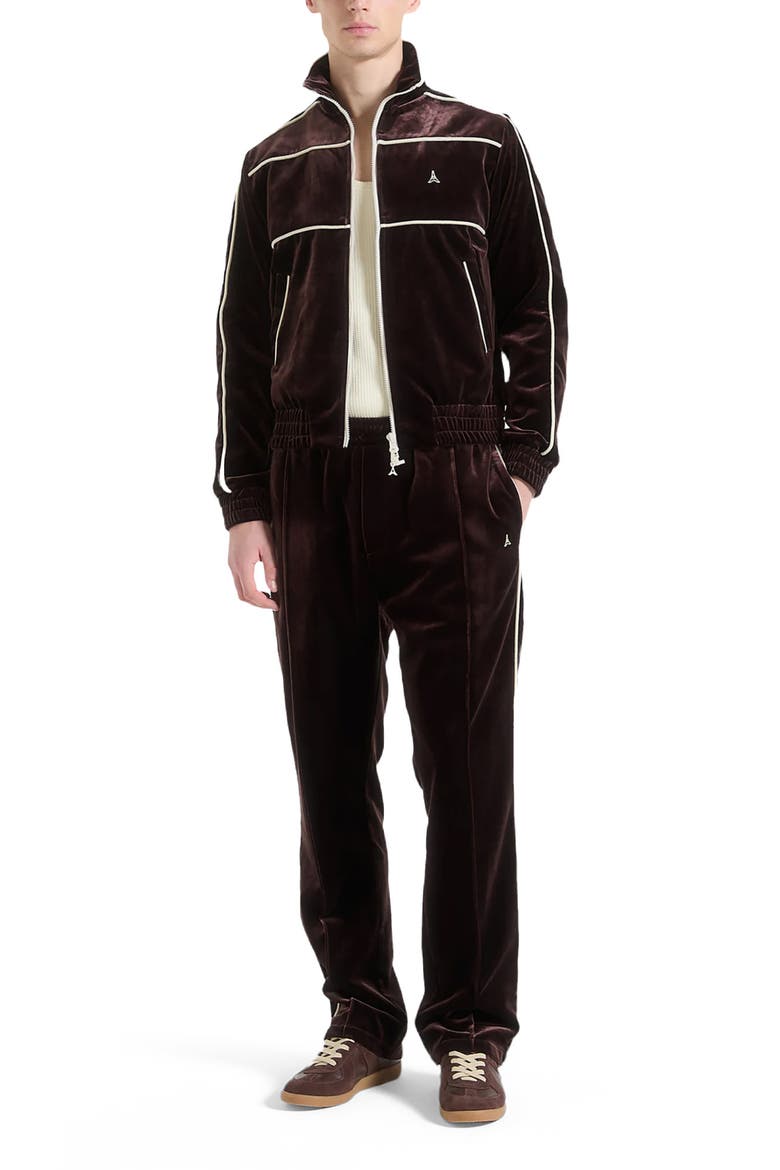 Eiffel Velour Track Pants, Alternate, color, Brown