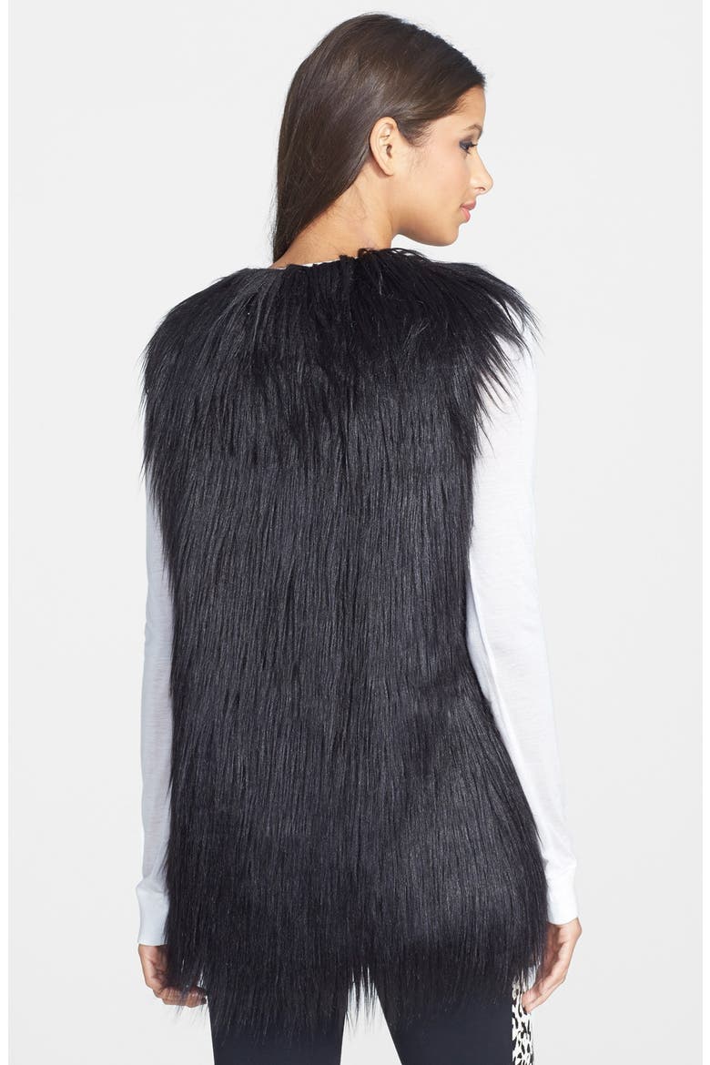 'Double Time' Faux Fur Vest, Alternate, color, BLACK