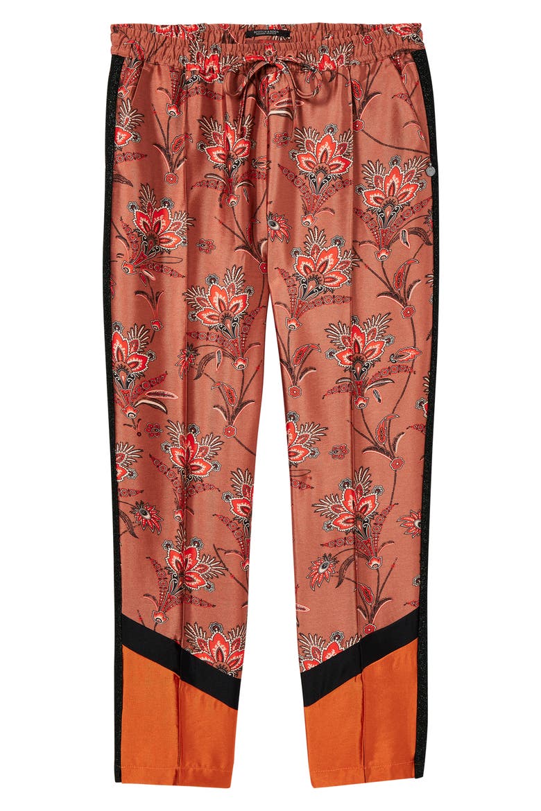 Print Jogger Pants, Alternate, color, DUSTY PINK PRINT W/ ORANGE