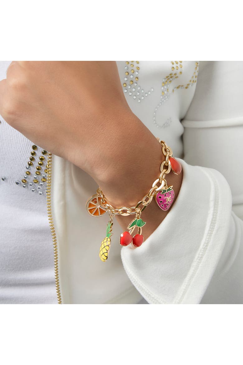 Tropical Fruit Charm Bracelet, Alternate, color, Gold Tone