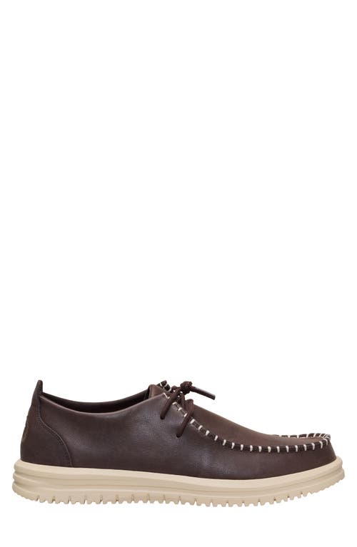 Hey Dude Wally Next Leather Lace-up Shoe In Brown