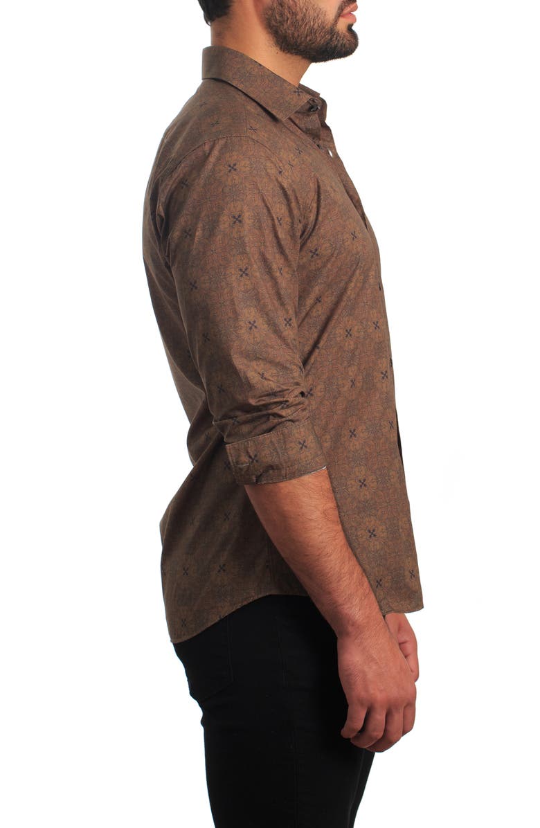 Jared Lang Trim Fit Floral Cotton Button-Up Shirt, Alternate, color,