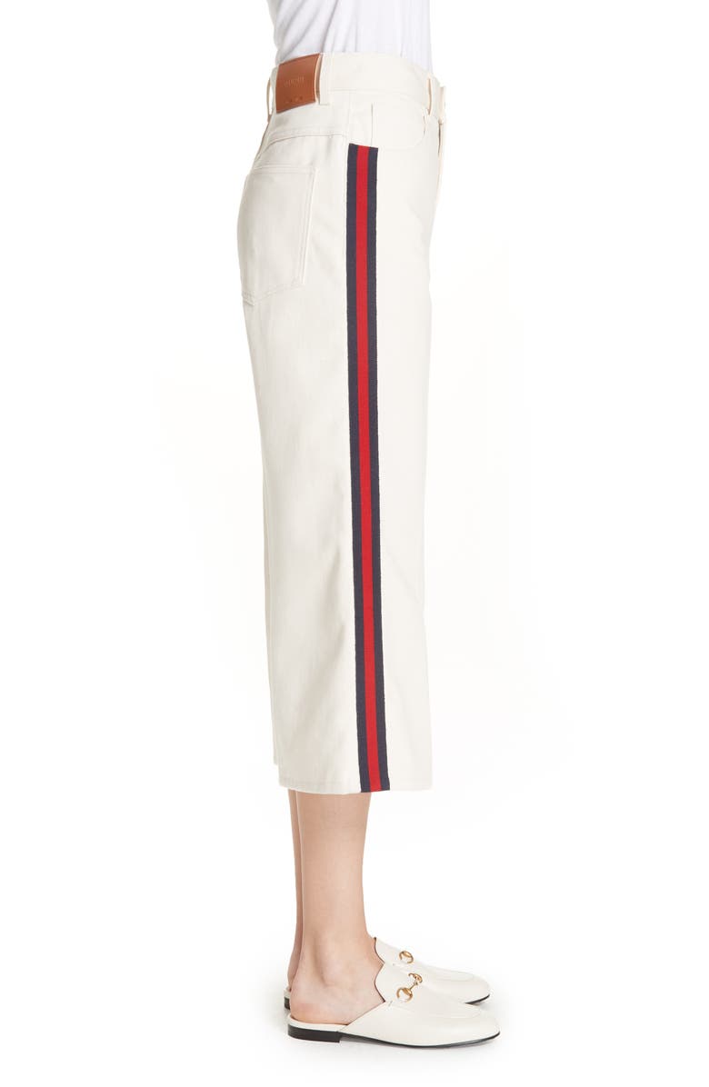 Gucci Ribbon Detail Wide Leg Crop Jeans, Alternate, color, 