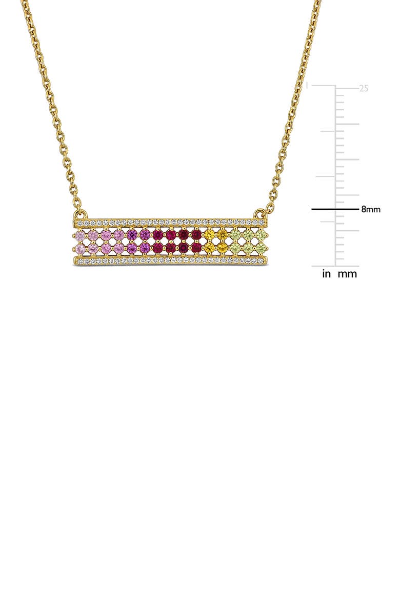 Rainbow Lab-Grown Semiprecious Stone Bar Pendant Necklace, Alternate, color, RED MULTI