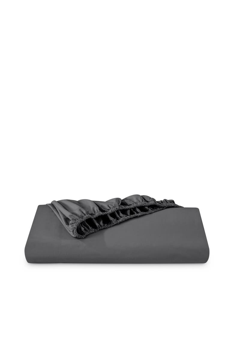 Bare Home 100% Organic Cotton Percale Cooling Fitted Sheet - Full XL, Main, color, Grey