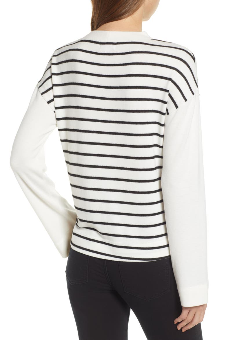 Cozy Stripe Top, Alternate, color, IVORY/ BLACK