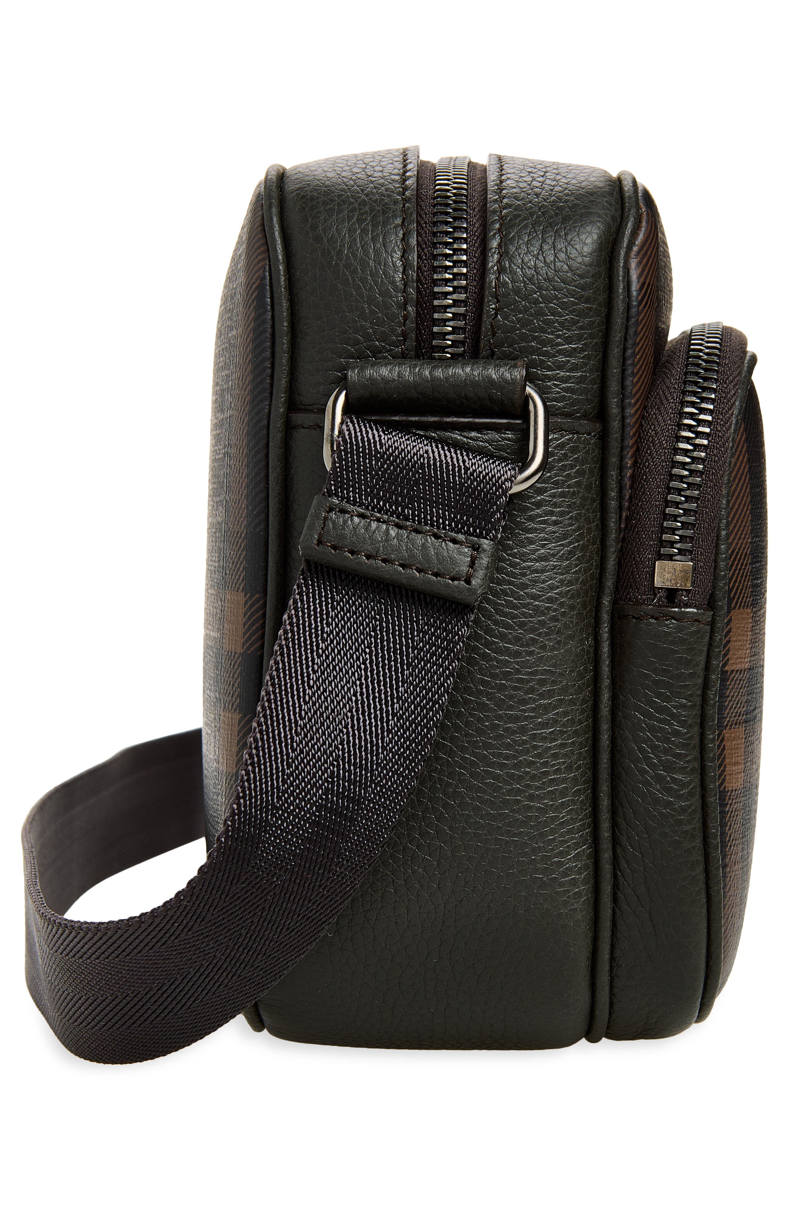 City Check Pocket Crossbody Bag, Alternate, color, DARK BROWN