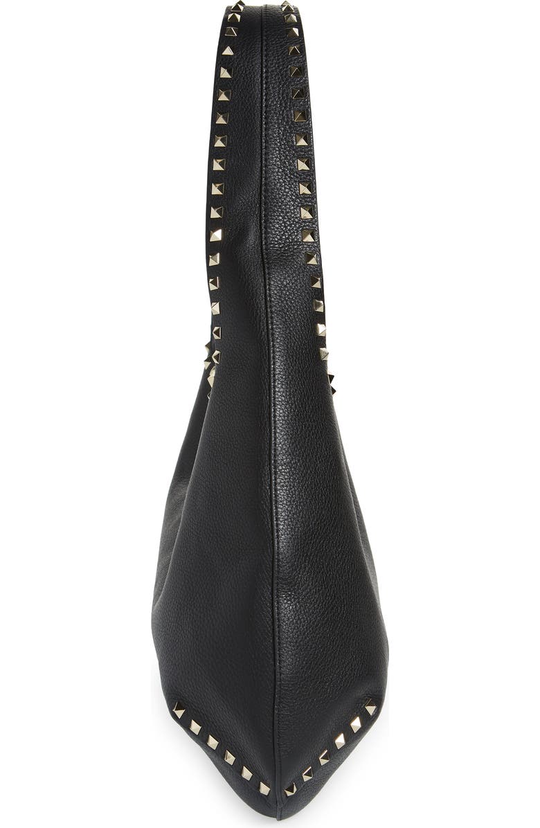 Valentino Garavani Rockstud Leather Hobo Bag, Alternate, color,