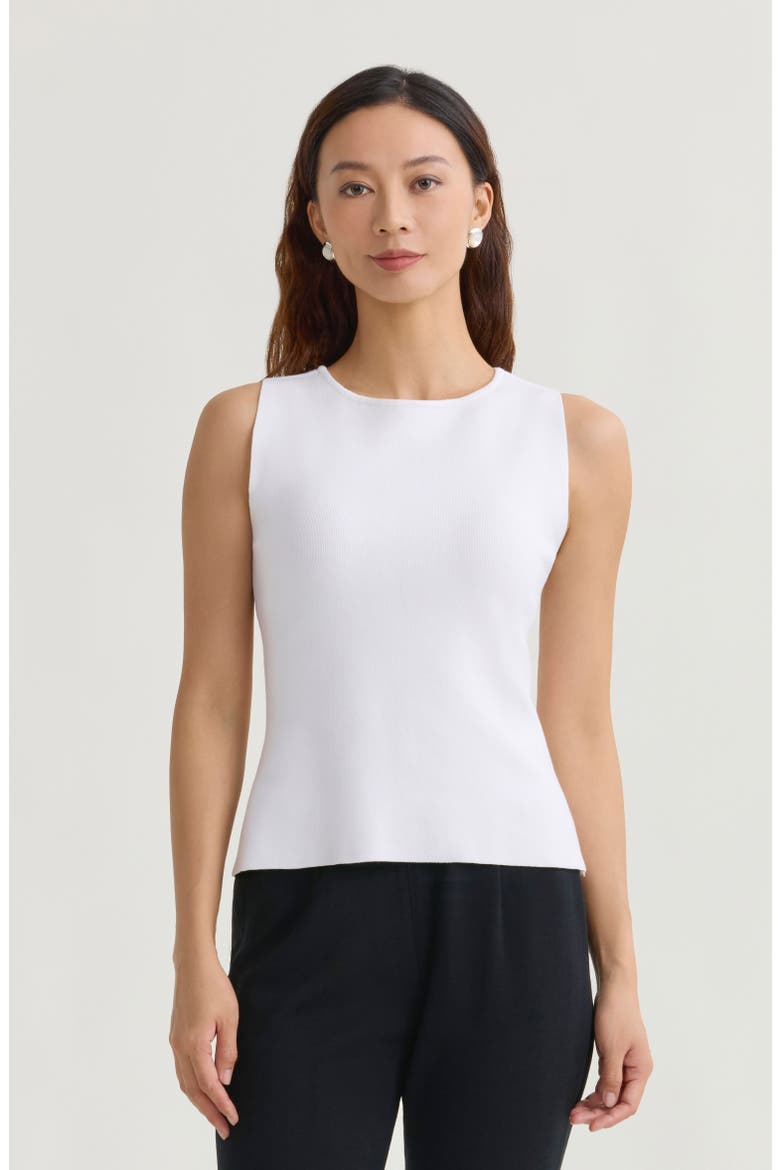 Boat Neck Soft Knit Ribbed Tank, Main, color, White