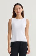 Ming Wang Boat Neck Soft Knit Ribbed Tank, Black