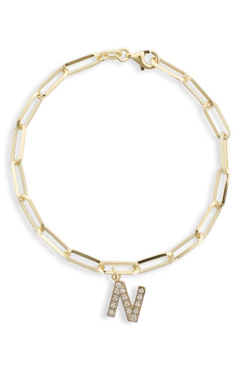 Diamond Initial Charm Bracelet