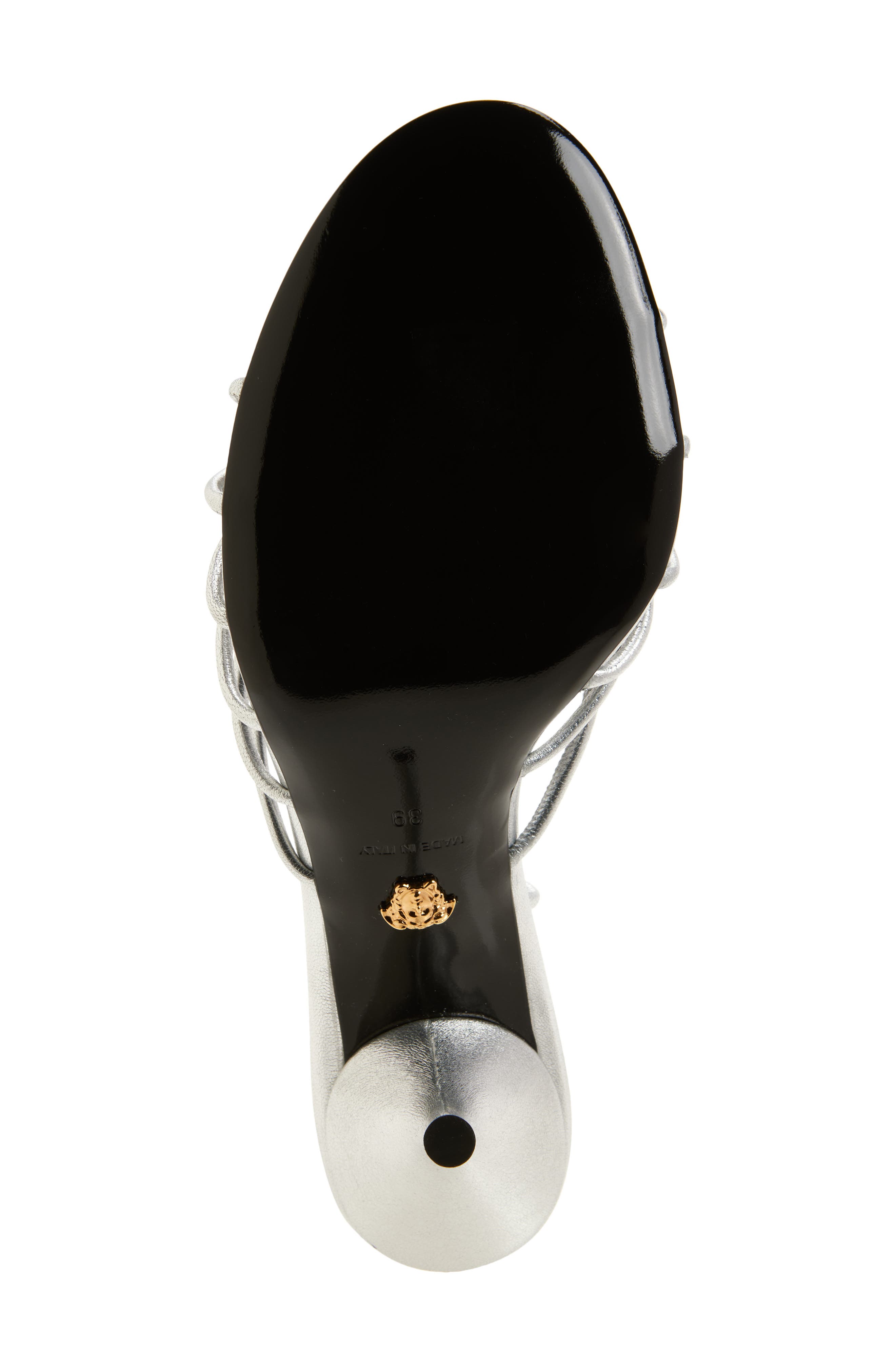 Opera Bow Strappy Ankle Strap Sandal, Alternate, color, SILVER-VERSACE GOLD