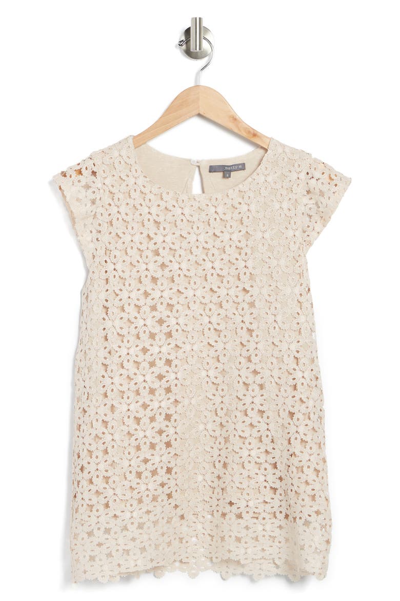 Cap Sleeve Lace Blouse, Alternate, color, CHAMPAGNE