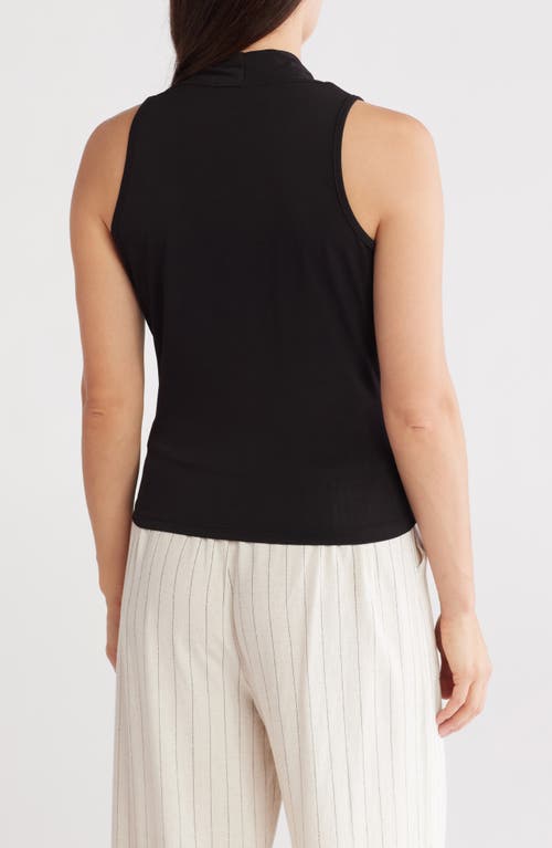 Shop Renee C Surplice V-neck Sleeveless Top In Black