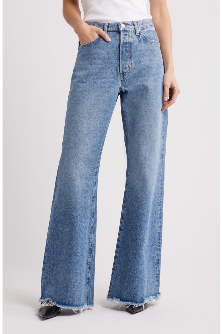 The Lax Frayed High Waist Flare Jeans, Main, color, ALDERTON RAW FRAY