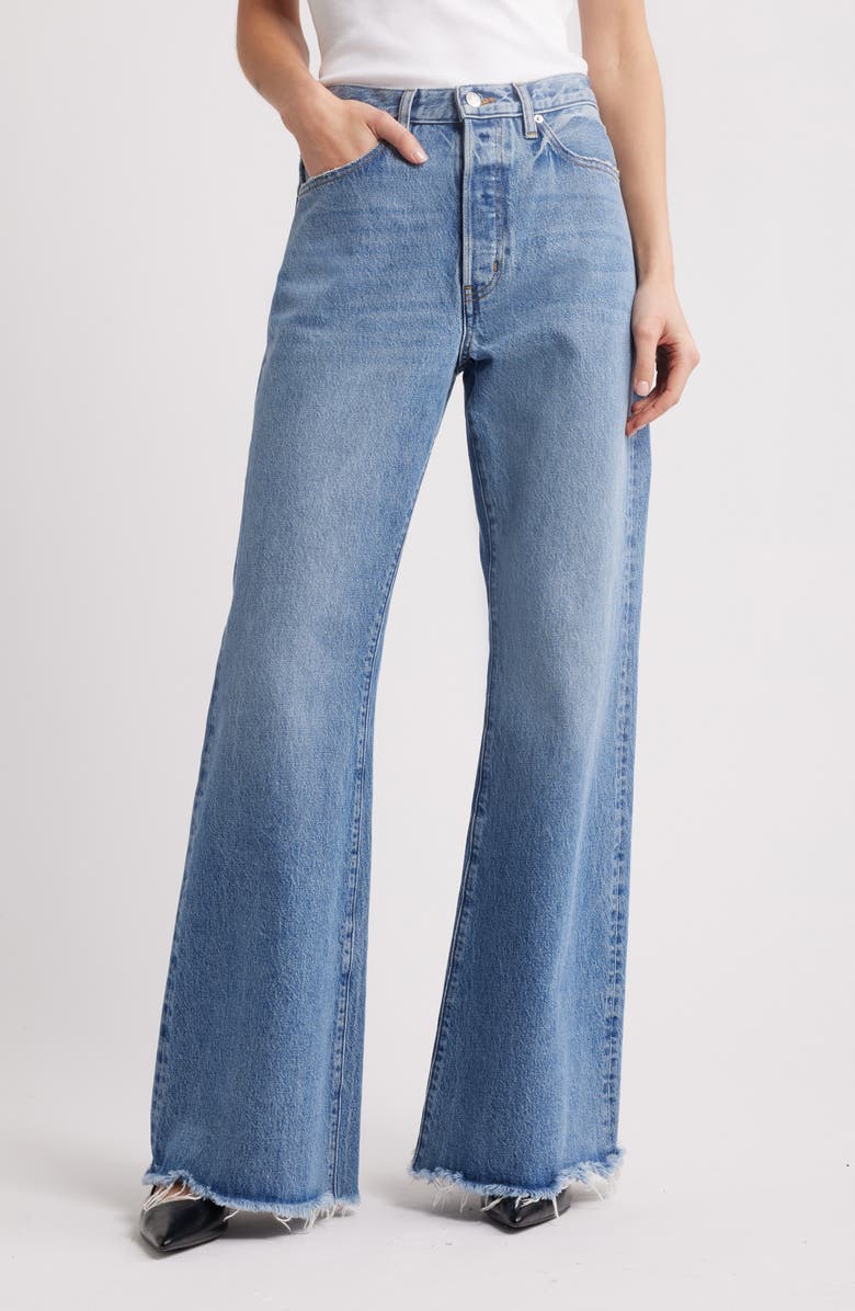 FRAME The Lax Frayed High Waist Flare Jeans, Main, color, Alderton Raw Fray