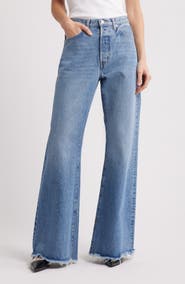 FRAME The Lax Frayed High Waist Flare Jeans