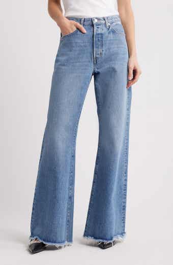 FRAME The Lax Frayed High Waist Flare Jeans