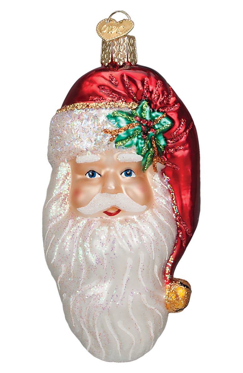 Old World Christmas Nostalgic Santa Glass Ornament, Main, color, Red Multi