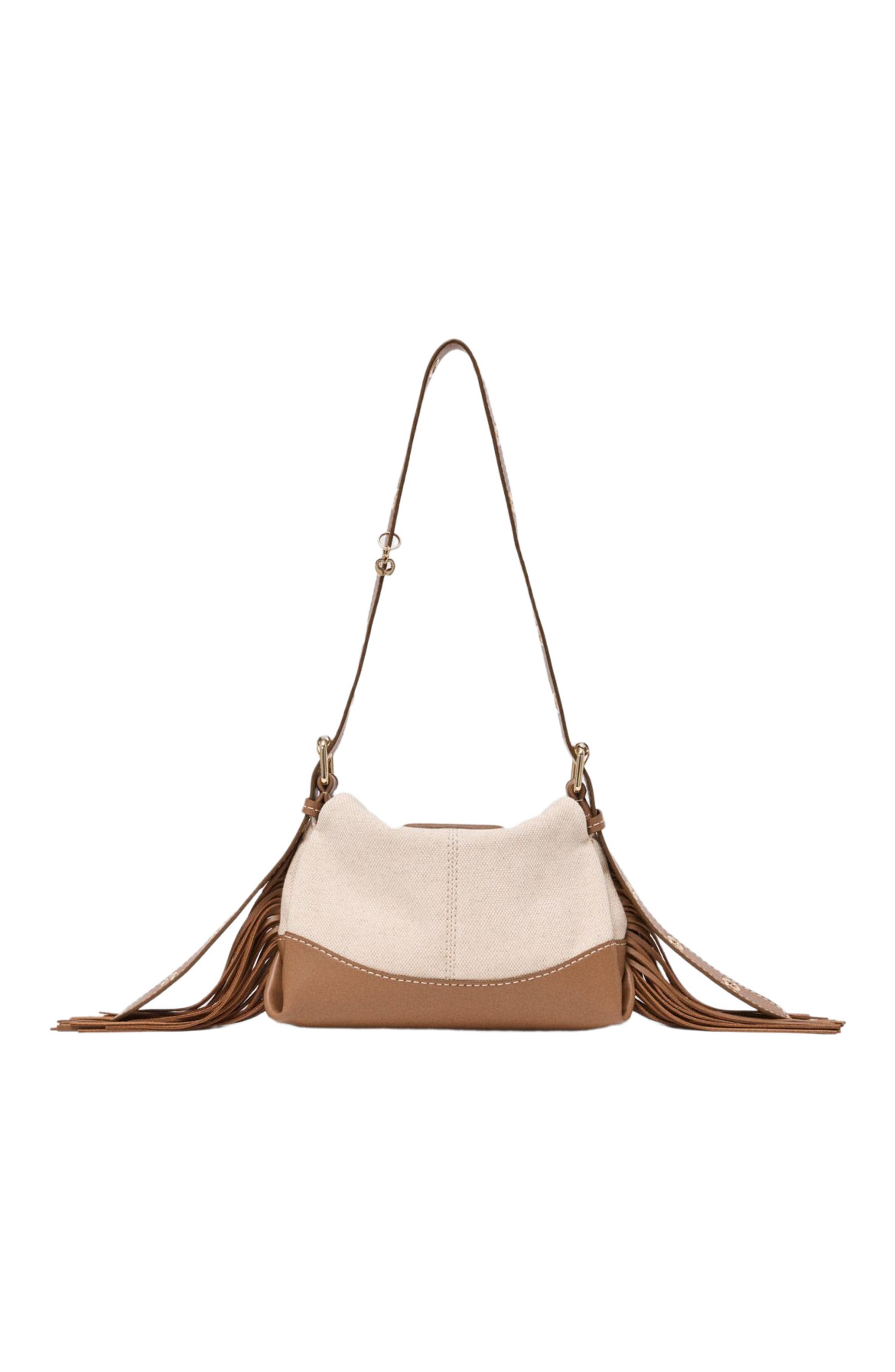 maje Canvas and leather Miss M Mini bag, Alternate, color, Moka/White