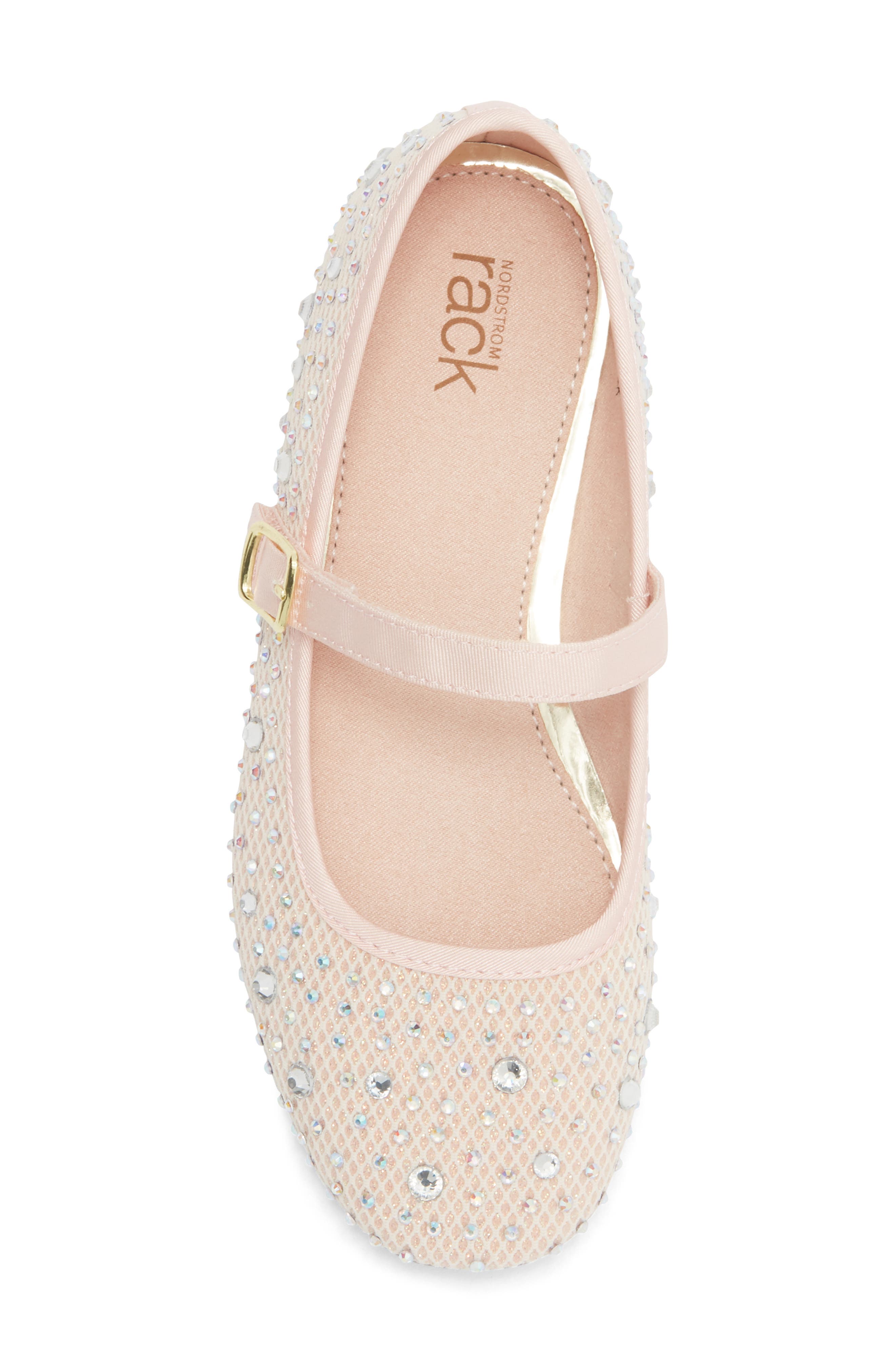 NORDSTROM RACK Kids' Rhinestone Mesh Mary Jane Flat, Alternate, color, Pink