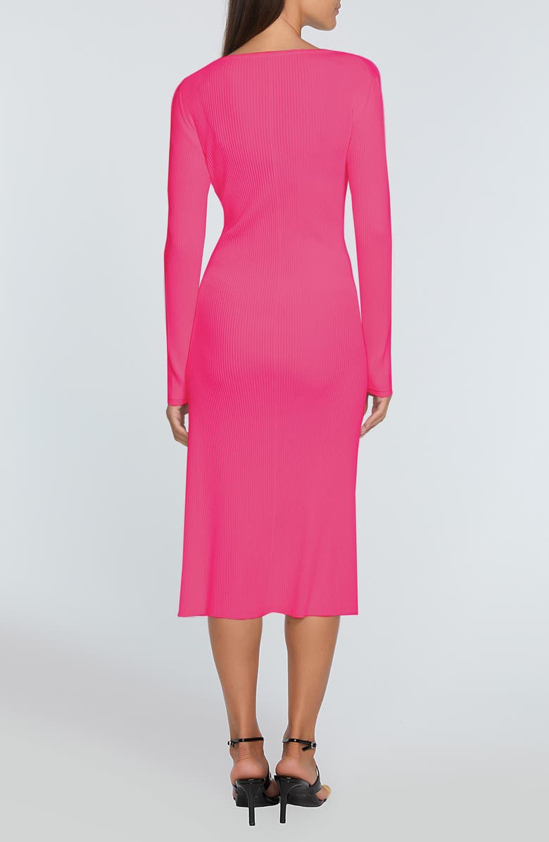 Elie Tahari The Belinda Keyhole Neck Long Sleeve Midi Sweater Dress, Alternate, color, Haute Pink