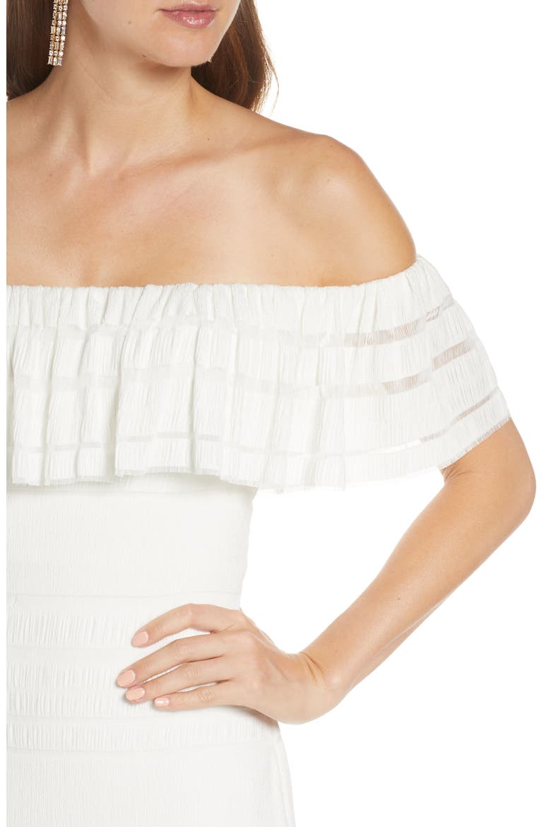 Off the Shoulder Crinkled Minidress, Alternate, color, IVORY