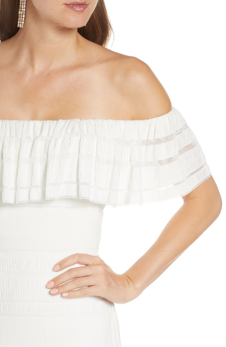 SHO by Tadashi Shoji Off the Shoulder Crinkled Minidress, Alternate, color, 