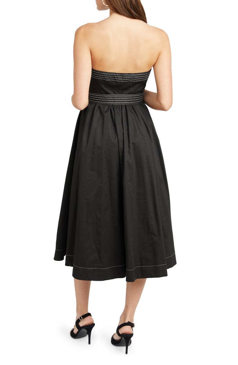 En Saison Rhea Topstitch Detail Strapless Cotton Midi Dress, Alternate, color, 
