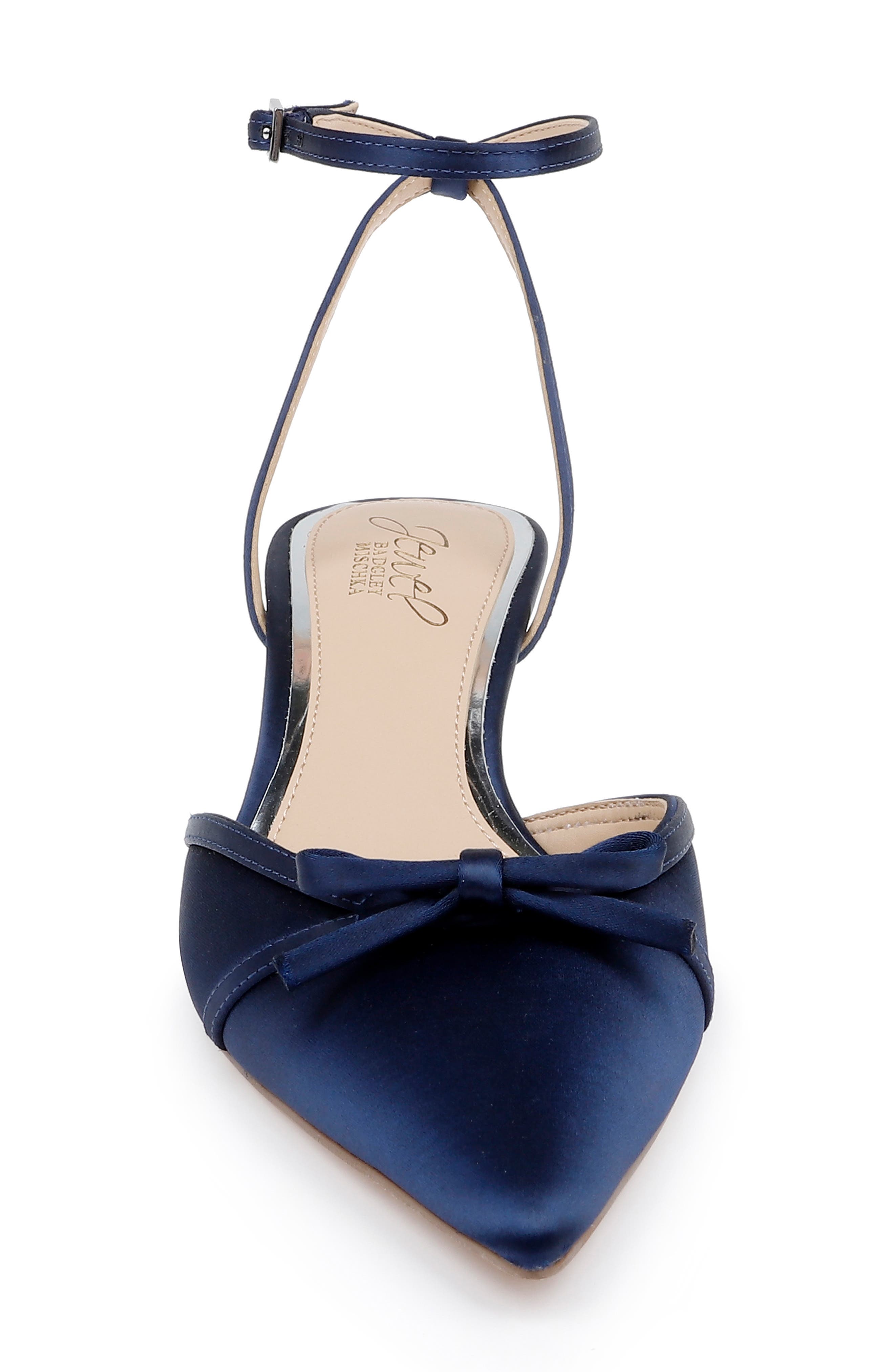 Talasia Ankle Strap Pointed Toe Kitten Heel Pump, Alternate, color, NAVY SATIN