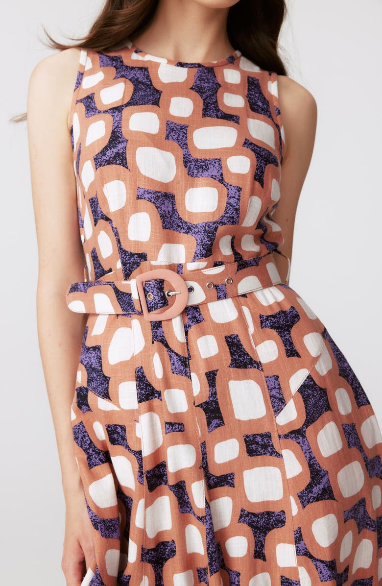 Diane von Furstenberg Elliott Abstract Print Sleeveless Midi Dress, Alternate, color, Deco Geo Med