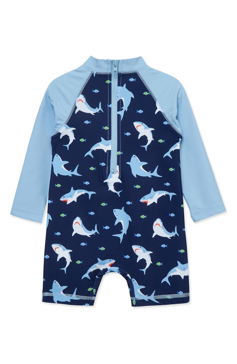 Little Me Shark Long Sleeve Rashguard Suit, Alternate, color,