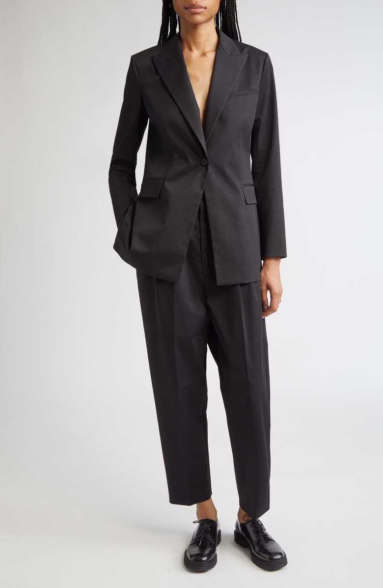 PARTOW Bow Cotton Stretch Twill Blazer, Alternate, color, Black