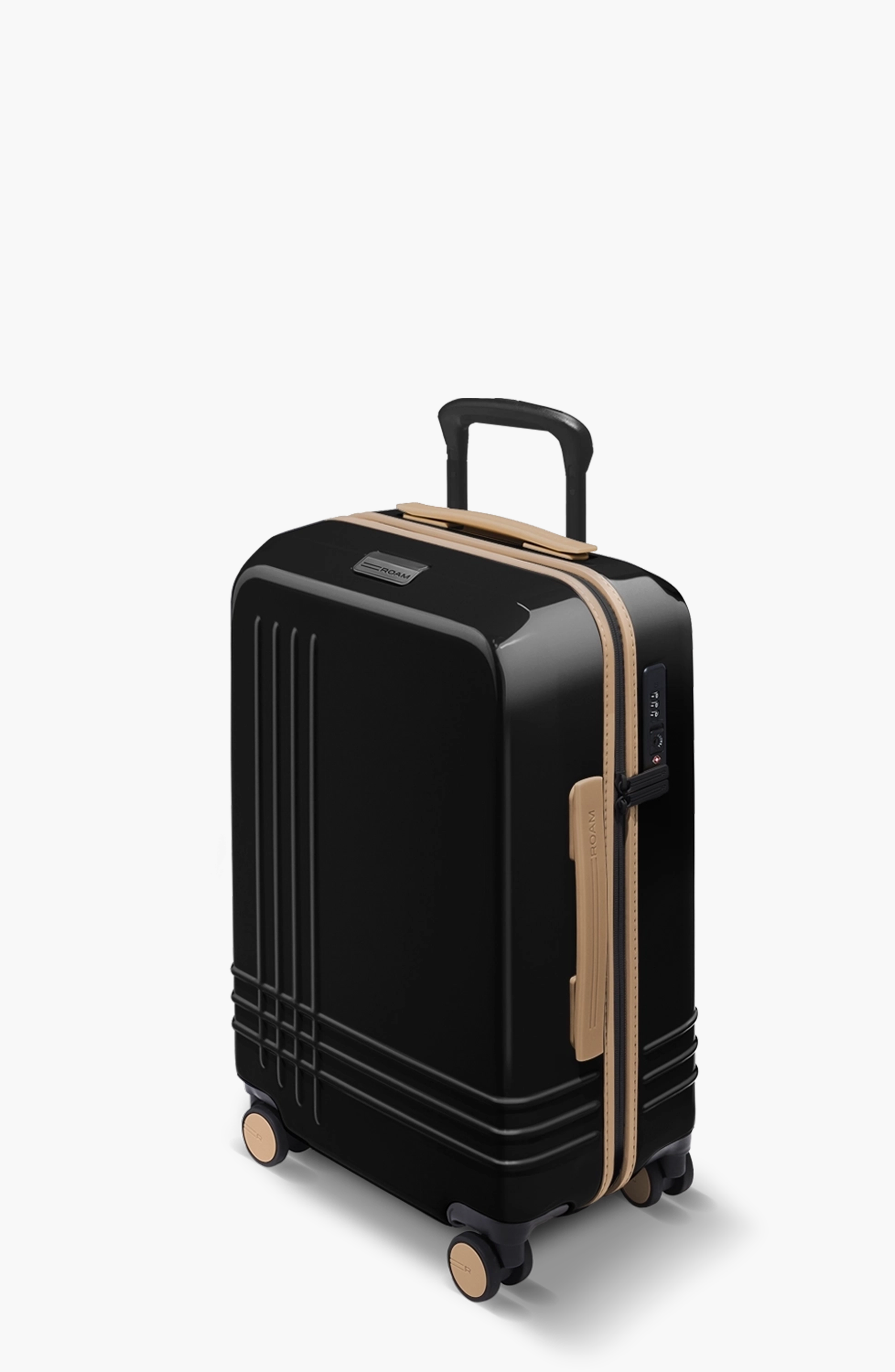 ROAM Luggage Expandable Carry-On, Alternate, color, Black Gloss / Tan