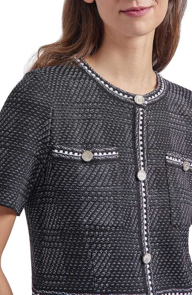 Misook Modern Fit Tweed Sheath Dress, Alternate, color, Black/ White