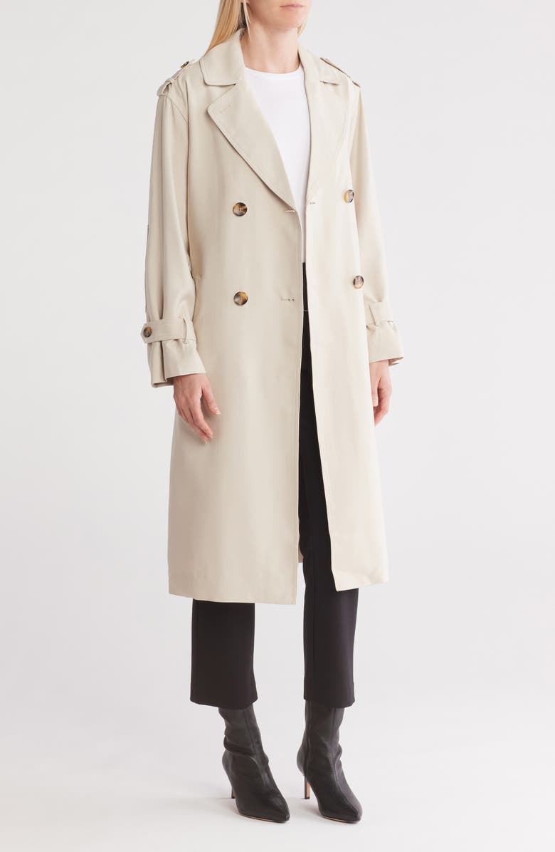 ELIE ELIE TAHARI Double Breasted Trench Coat, Alternate, color, 