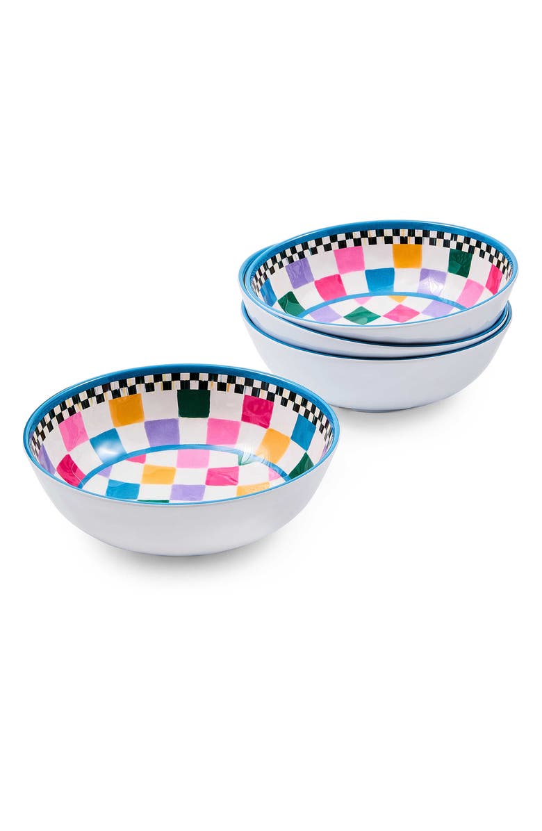 MACKENZIE CHILDS Set of 4 Jamboree Small Melamine Bowls, Main, color, Multi Blue