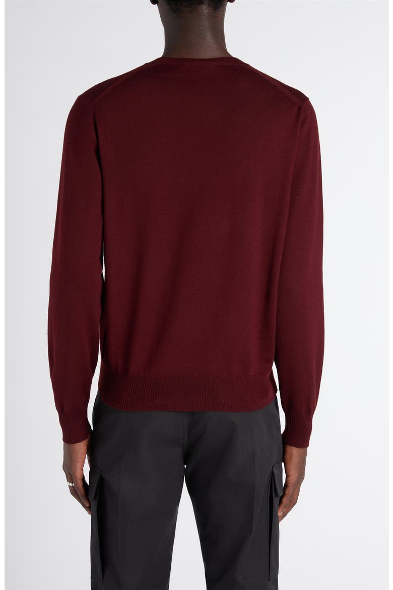 Embroidered Skull Wool Crewneck Sweater, Alternate, color, OXBLOOD - FIERY RED