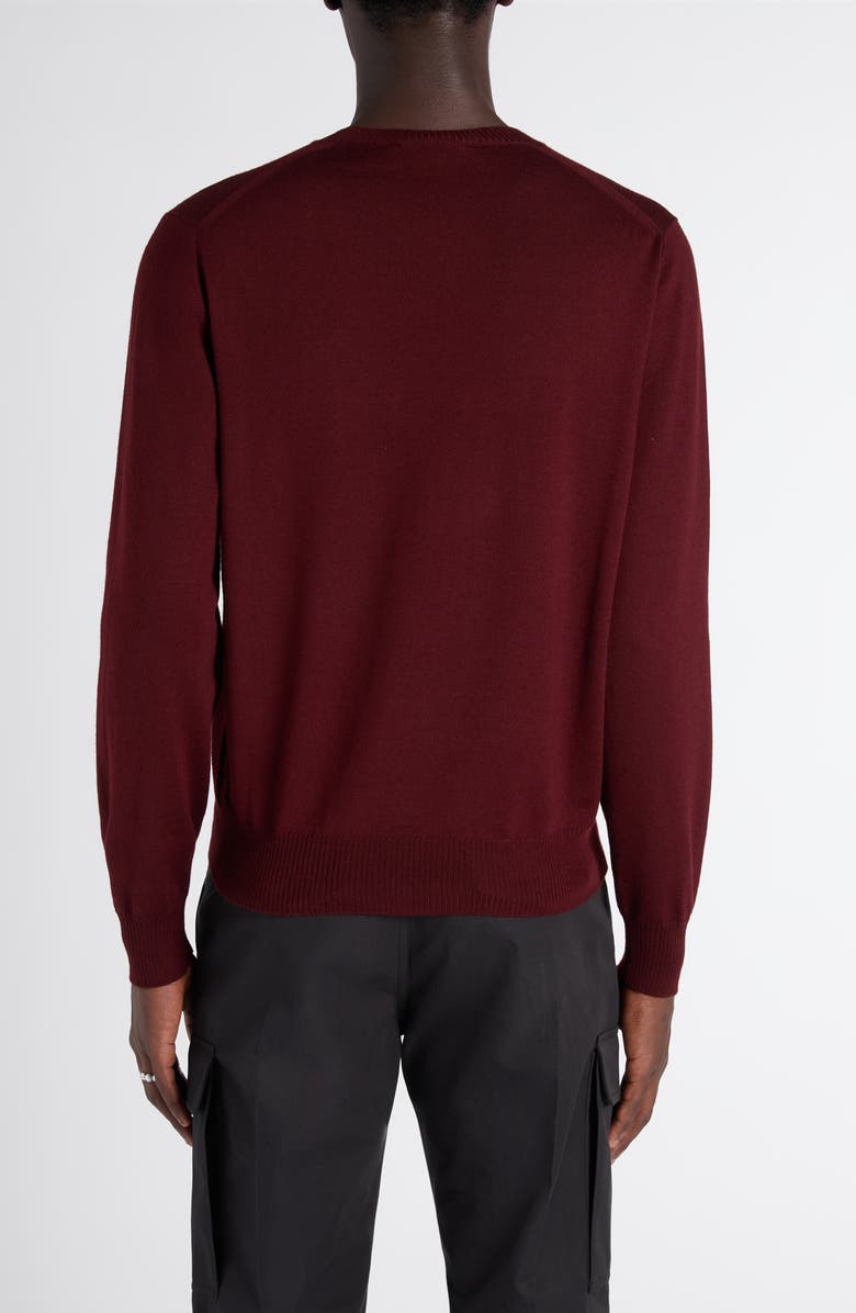 McQueen Embroidered Skull Wool Crewneck Sweater, Alternate, color, Oxblood - Fiery Red