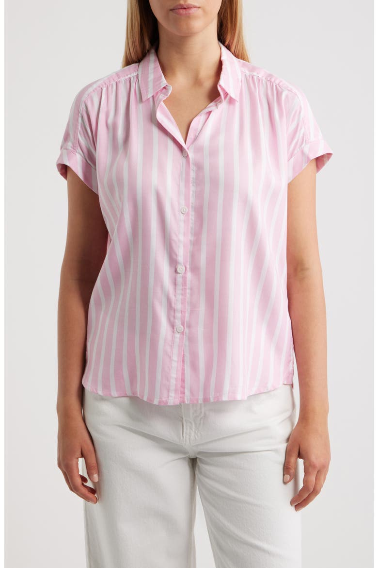 Darby Short Sleeve Button-Up Shirt, Main, color, SUPER PINK