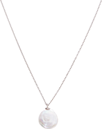 Spero London Baroque Flat Pearl Pendant Necklace Sterling Silver