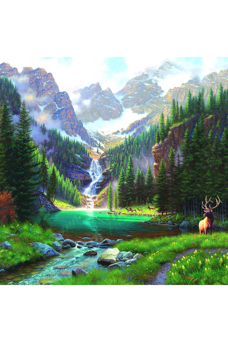 Elk at the Waterfall 1000 piece Jigsaw Puzzle for Adults, Alternate, color, Multicolor