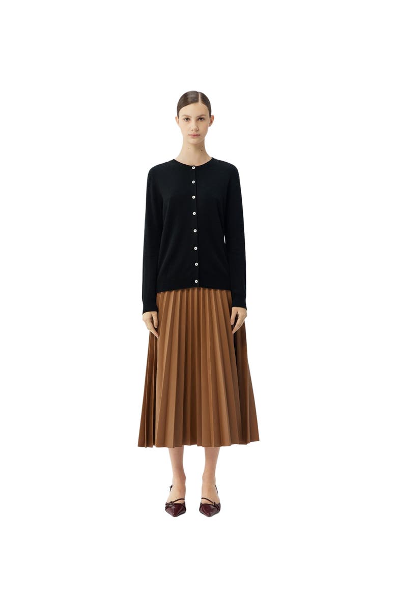 GOBI Mongolian Cashmere Essential Cashmere Crewneck Cardigan, Alternate, color, Black