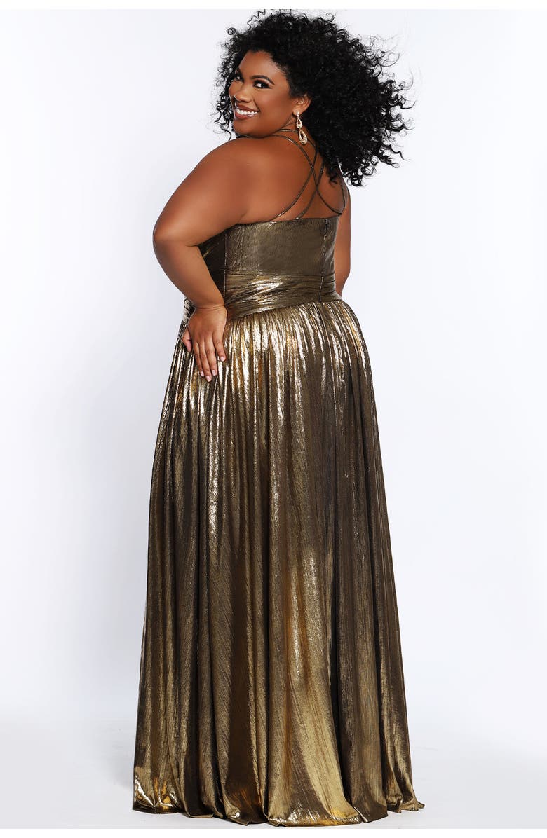 Celebrations by Sydney's Closet A-line Plus Size Metallic Formal Dress, Alternate, color,